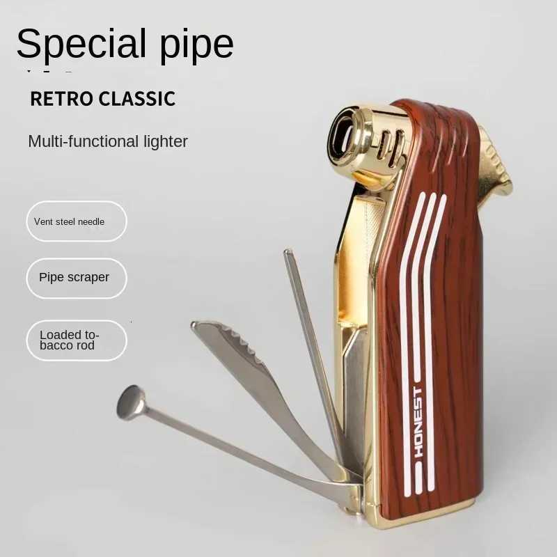 Baicheng Multifunctional Pipe Lighter Slanted Open Flame Creative Trendy Anti-scalding Mens Special Pressure Rod Smoking Set C260318-image-1098070802