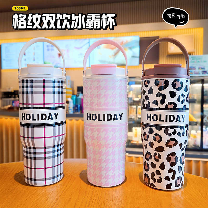 Luxury Insulated Cup Large Capacity Water Bottle for Women High-Value Straw Ice Cup Portable Handheld Stainless Steel Water Bottle L2512129MPM-image-1098047559