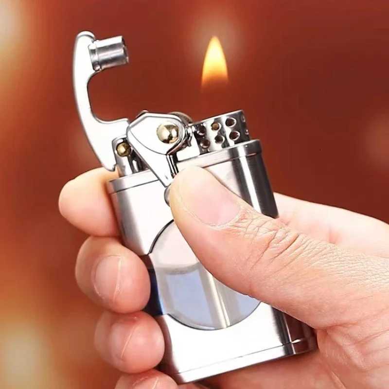 2024 Creative Retro Grinding Wheel Flint Metal Lighter Windproof and Waterproof Kerosene Lighter with Transparent Fuel Tank C260318-image-1098070721