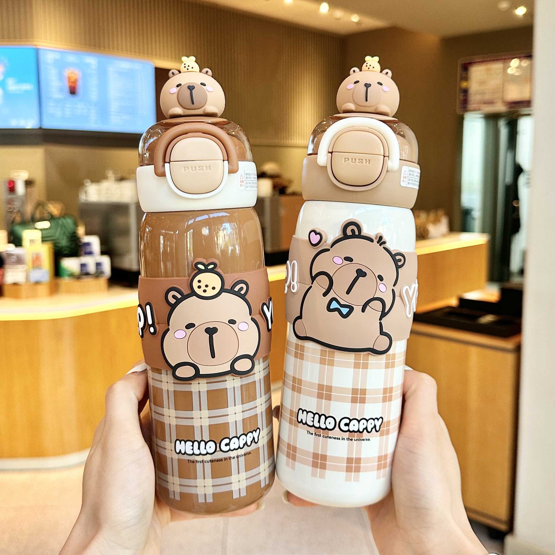 Kapibara Childrens Insulated Water Bottle for Girls School-Specific Can Be Placed in Backpack Cute Elementary School Student Straw Cup L251212BD2-image-1098050482