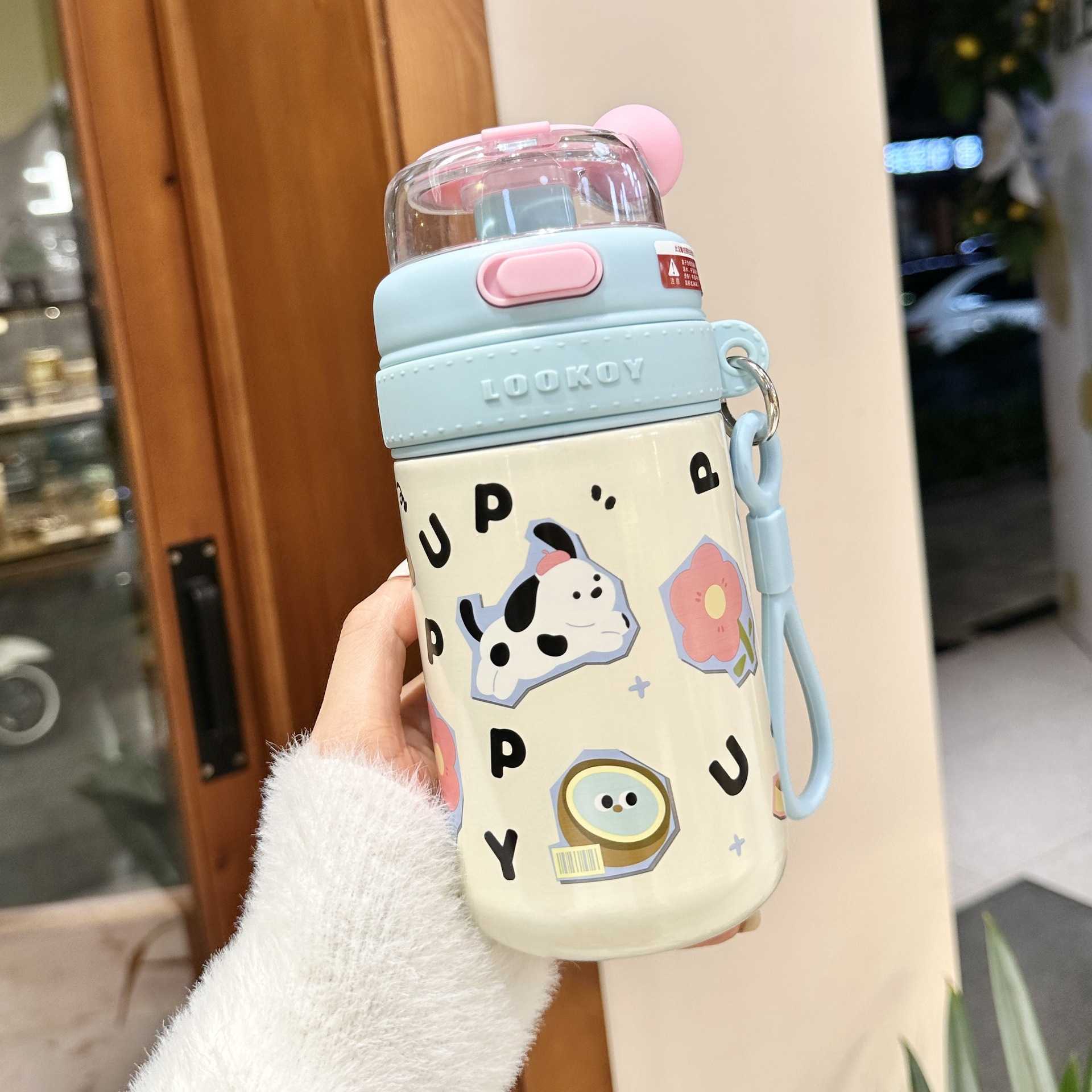 Cartoon Water Cup Graffiti Stainless Steel Insulated Cup Dachshund Dog High-Value Straw Cup Student Cute Portable Cup L251212S00Z-image-1098049894