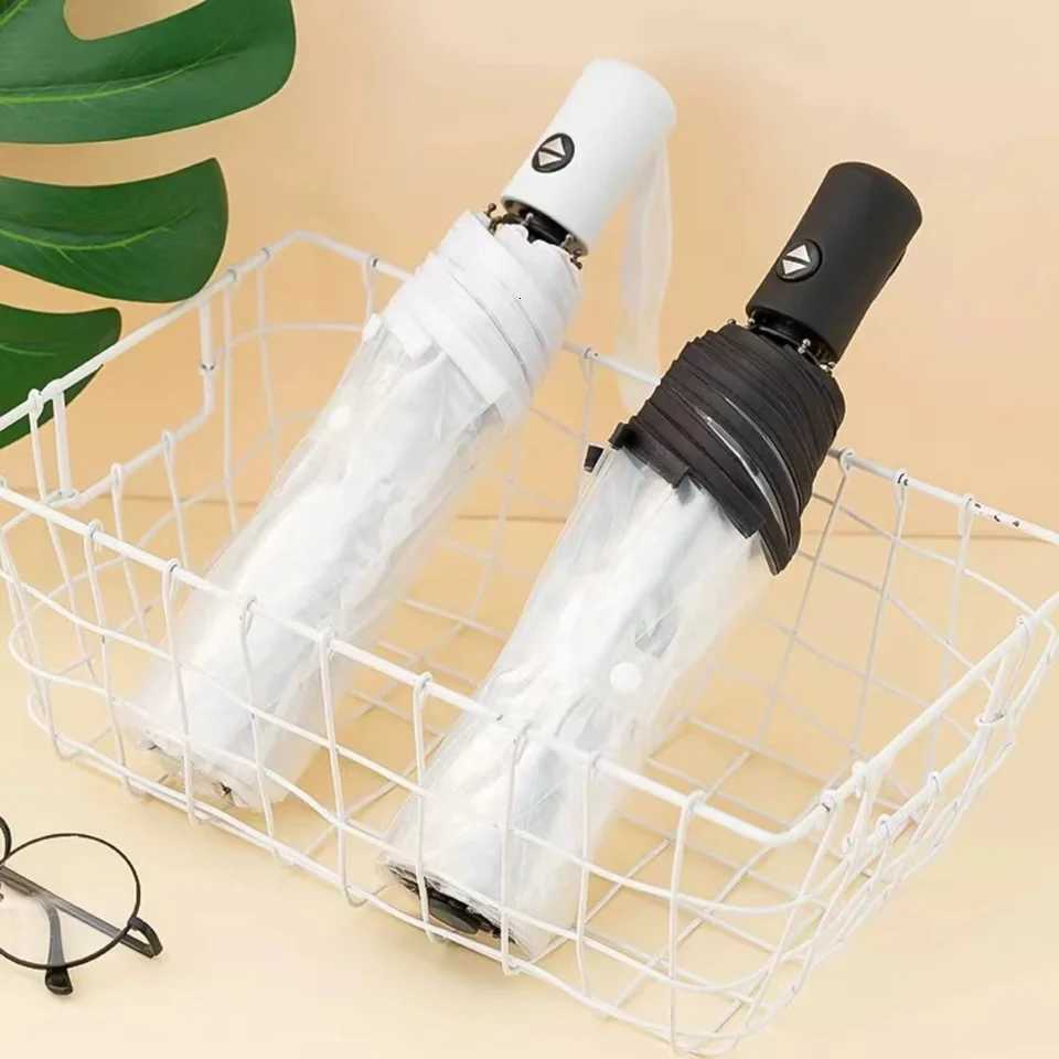 1pc-Transparent Umbrella Folding Automatic Open and Close Umbrella Mori Three-Fold Student Sunny Umbrella H260318-image-1098060703
