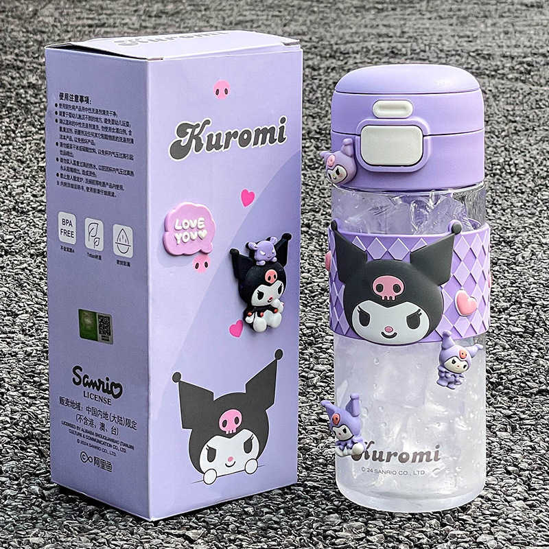 Kuromi Water Cup Childrens School Special Double Drinking Cup Summer Elementary School Plastic Cup Cute Portable Water Cup L2512126ZMX-image-1098050782