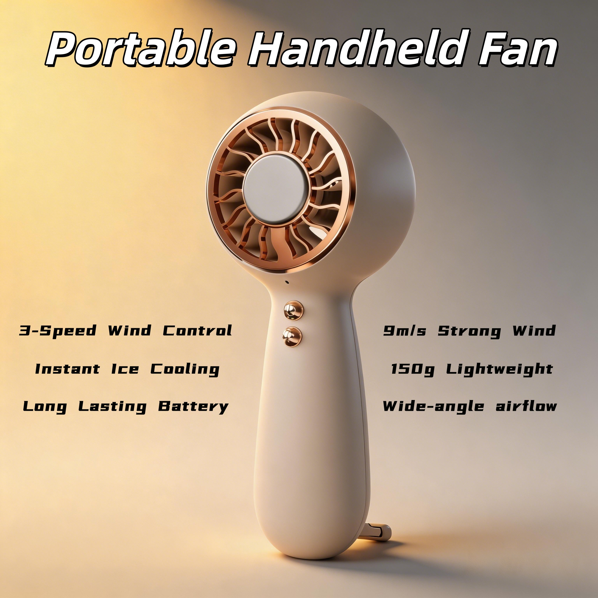 Mini Handheld Ice Cooling Fan For Outdoor Travel Portable USB Rechargeable 3 Speed Adjustable High Speed Long Battery Life Personal Fan-image-1098083496