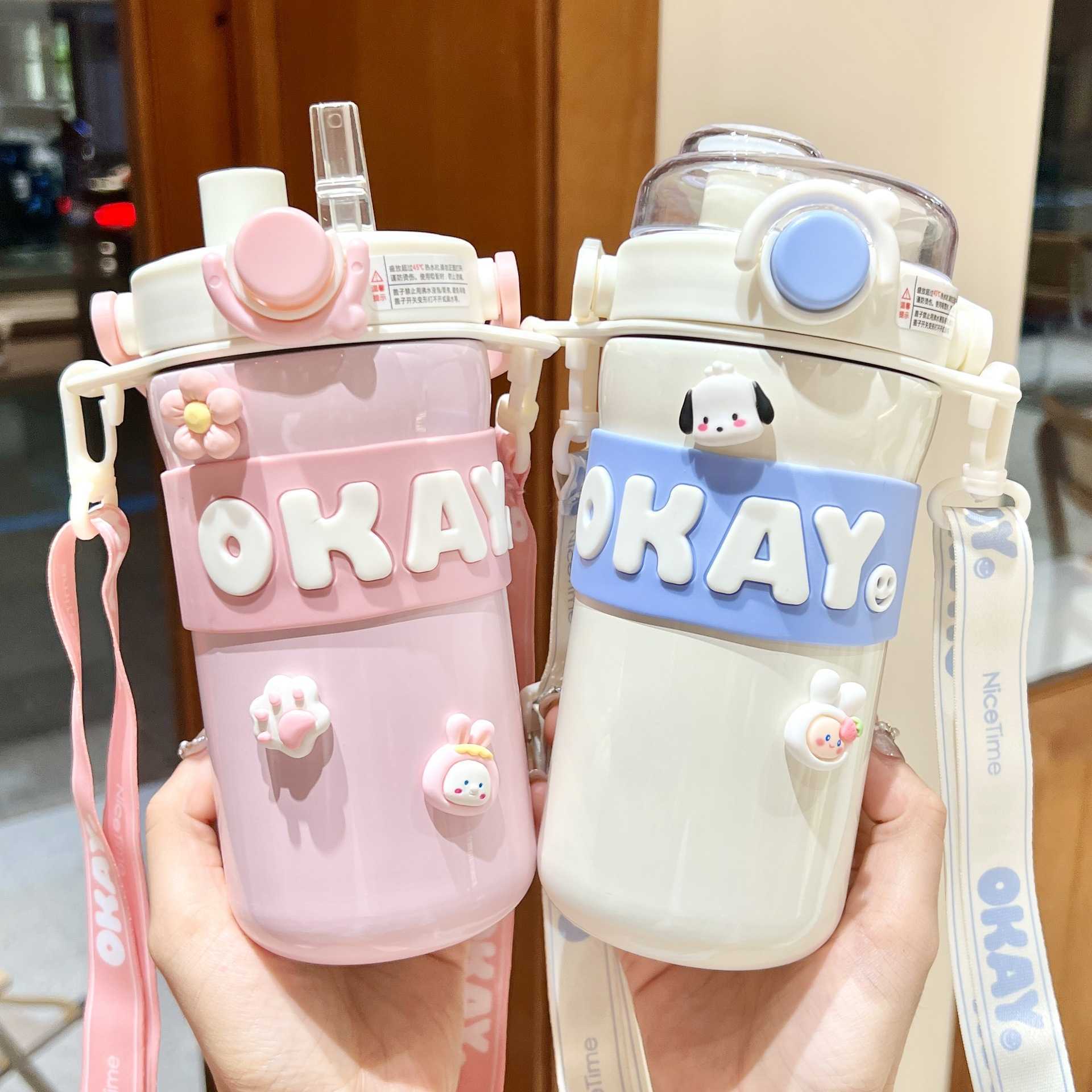 Large Capacity Insulated Water Bottle for Women 2023 Portable Travel Double Drinking Straw Cup Stainless Steel Cup Hot Sale L251212FSIZ-image-1098051042