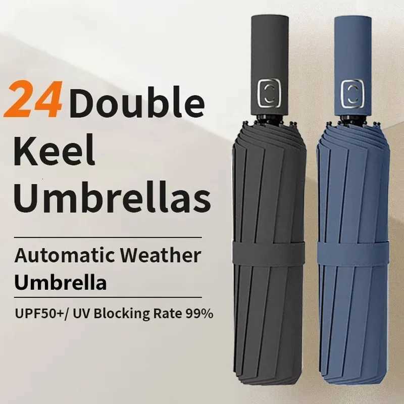 Strong Wind Resistant Umbrella 12K Ribs Fully-automatic Folding 108cm Diameter Business Outdoor Travel UV Parasol and Rain H260318-image-1098060190