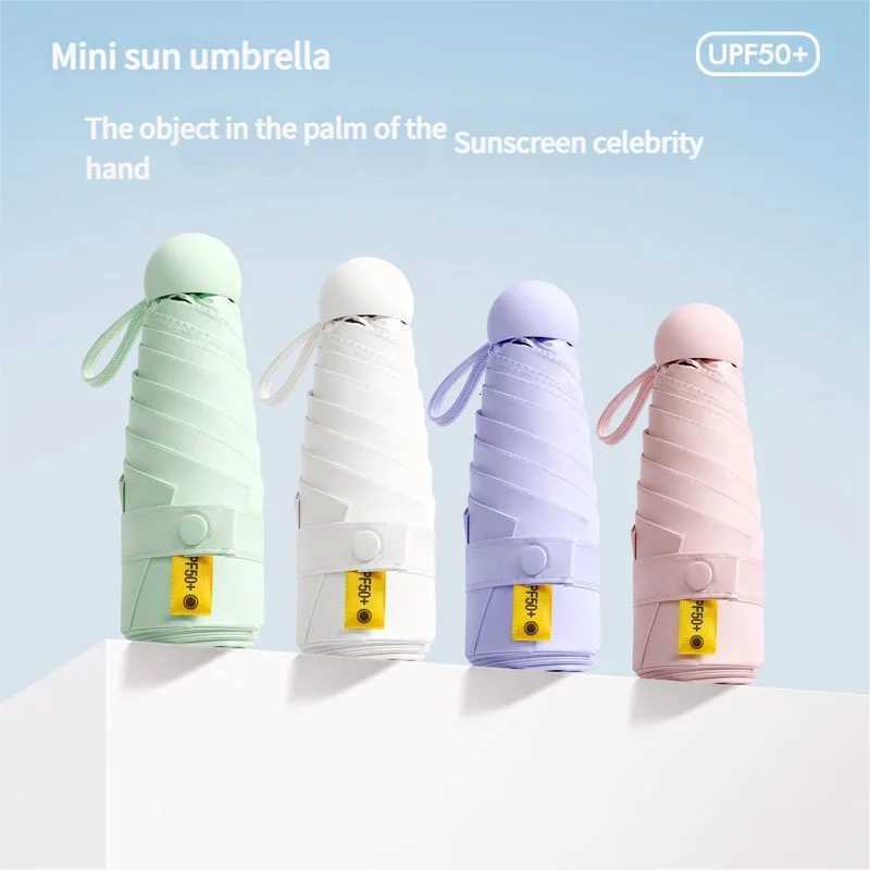 Mini Capsule Umbrella Five-Fold Six-Rib UPF50 Sunshade UV Protection Compact Foldable Rain Umbrella for All Weather H260318-image-1098060424