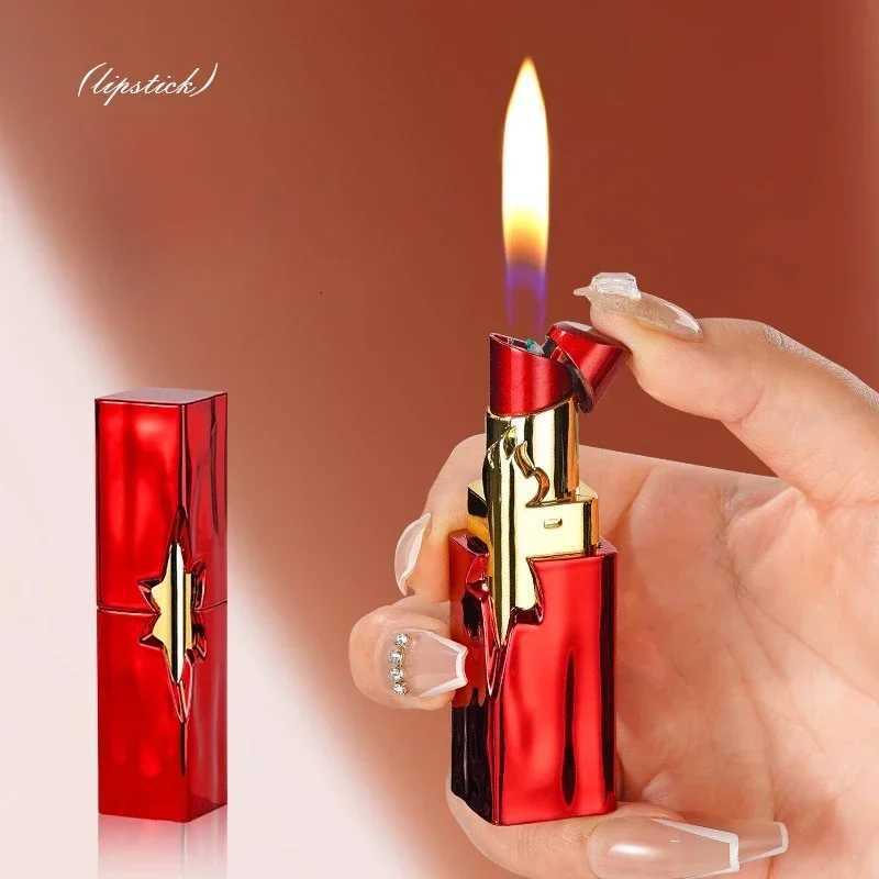 NEW Creative Lipstick Lighter Portable Open Flame Cigarette Lighter Female Student Lighter High-Value Smoker Gifts 2025 C260318-image-1098070806