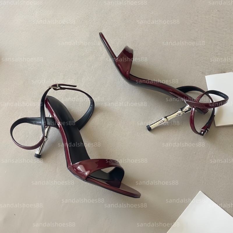 High Heels Sandals Designer Women Open Toe Sandles Kitten Heel Slides Slingback Pumps Patent Leather Black Beige Burgundy Flip Flops Heeled Sandal