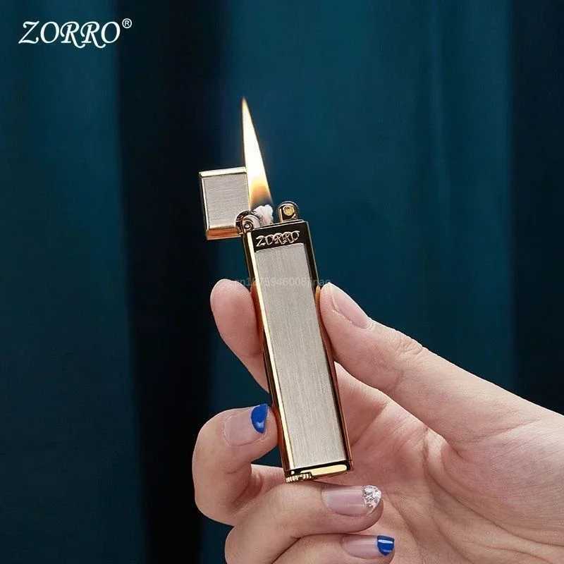 Ultra-thin Metal Kerosene Lighter Creative Grinding Wheel Type Lightweight Portable Smoking Accessories Gadgets for Men C260318-image-1098071039