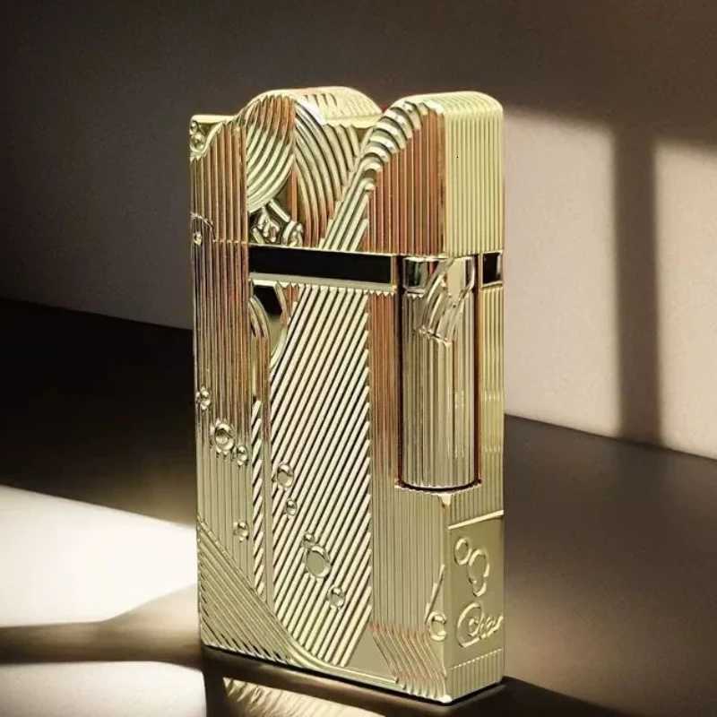 Creative Mens Gift Lighters ic Long Sound Mermaid Side Slide Wheel Lighter Brass Fashion Personty Smoke Accesoires C260318-image-1098071712