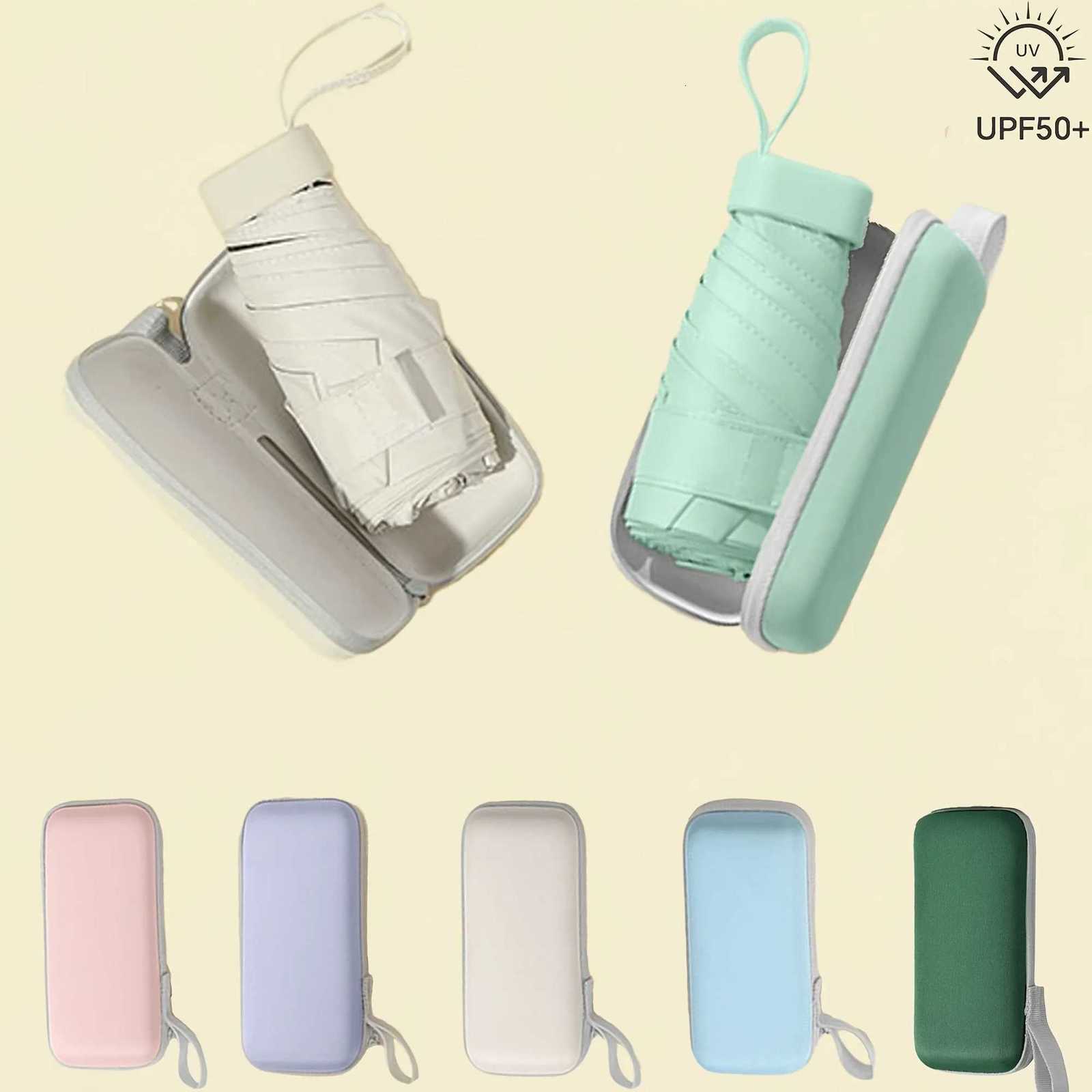 FuyiDun Mini Compact Folding Umbrella - Lightweight Sun Protection with 6-Rib Iron Frame Manual Open Compact Carry Case Past H260318-image-1098060634