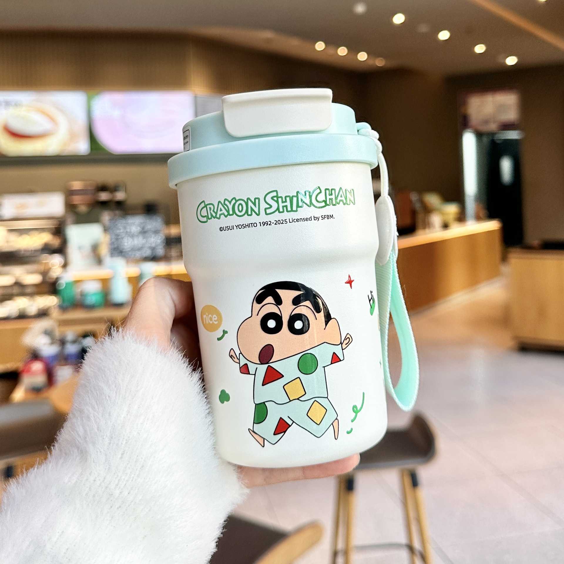 Crayon Shin-chan Insulated Water Bottle for Girls High-Value Straw Cup 316 Stainless Steel Portable Double-Drink Coffee Cup L25121234EO-image-1098048541