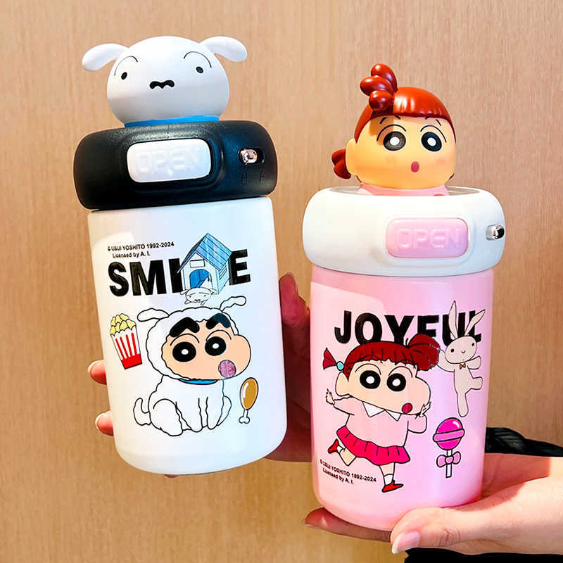 Crayon Shin-chan Plush Insulated Cup Stainless Steel Cute Childrens Straw Cup Boys and Girls Student Portable Double Drinking Cup L2512129FUL-image-1098049979
