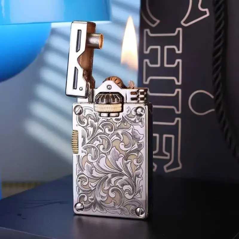 Handmade Metal Clockwor Oil Lighter Creative Engaged Cigarette Accessories Men ic Retro Style Antique Collectible Gift C260318-image-1098070688