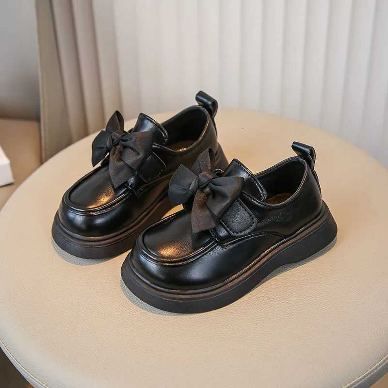 2024 Spring Autumn New Children Loafer for Girl Fashion British Style Princess Chic Bowtie Anti-slippery Casual Performance ShoeT260317
