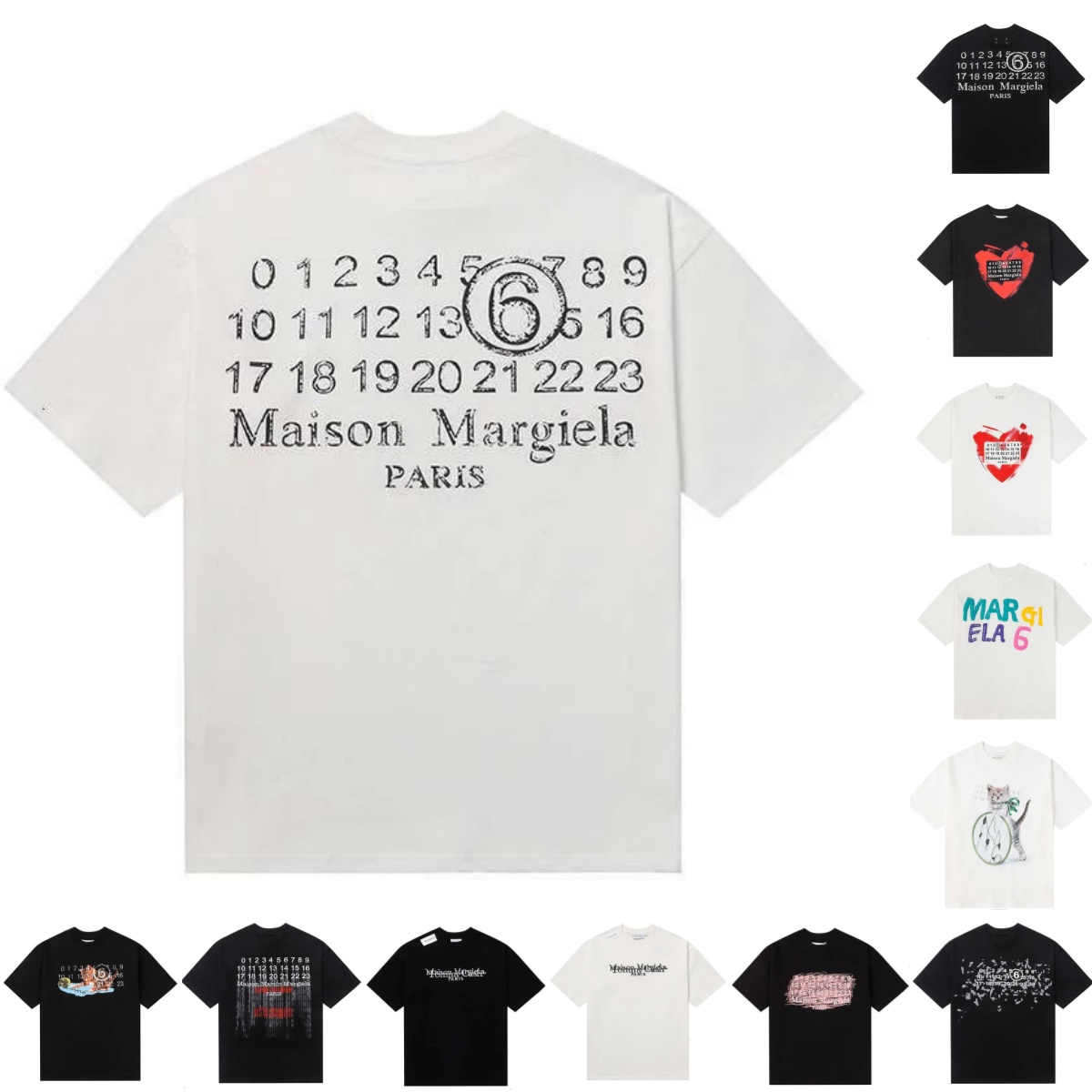 Masons Shirt men women pairs shirts MM6 Digital PatternTrendy summer tee shirt Leisure Comfortable pure cotton top Street Short Sleeve essential Shi