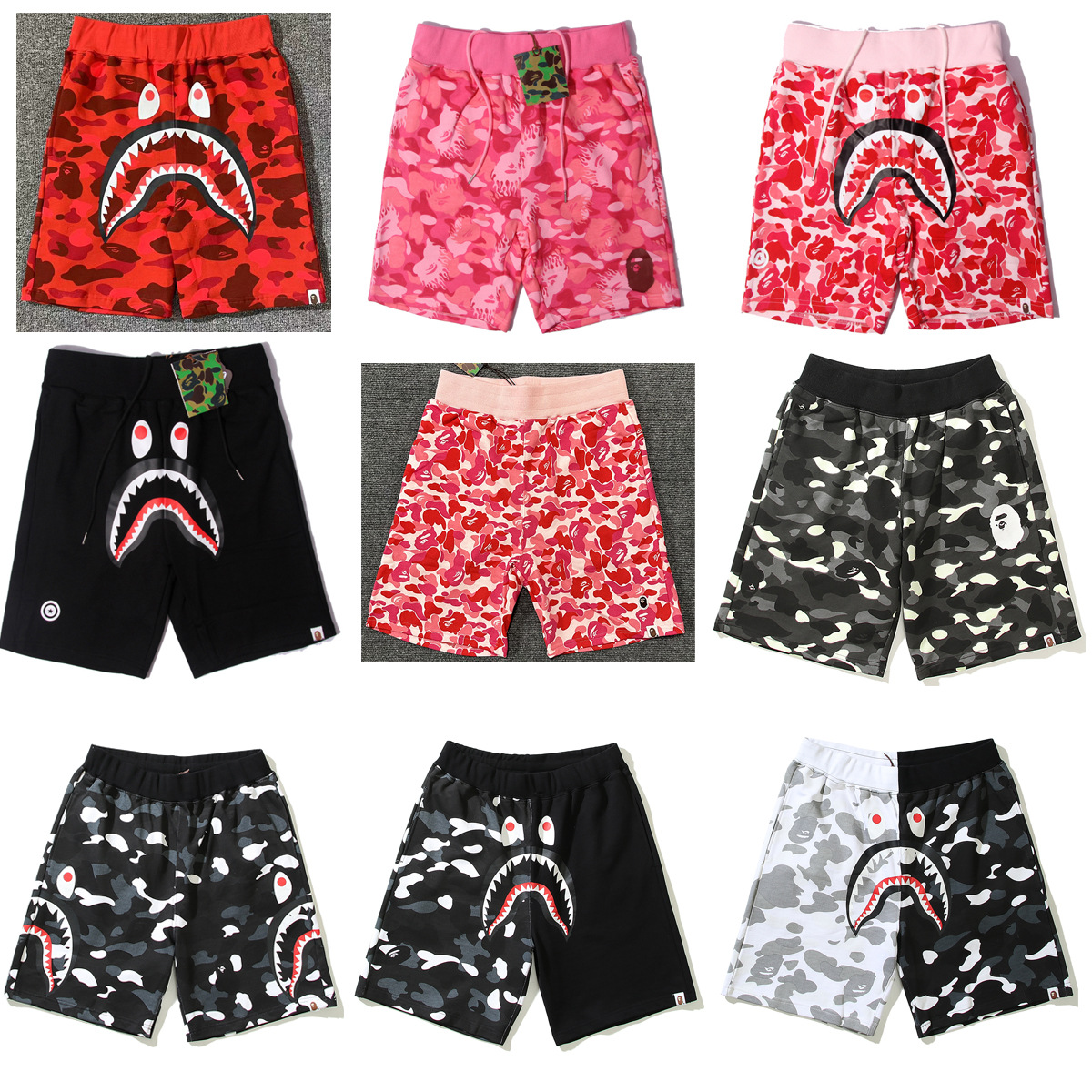 Men's designer shorts Vintage Shark camouflage Gothic jorts Y2k Baggy Retro basketball shorts Hip Hop short Pants Cotton Streetwear
