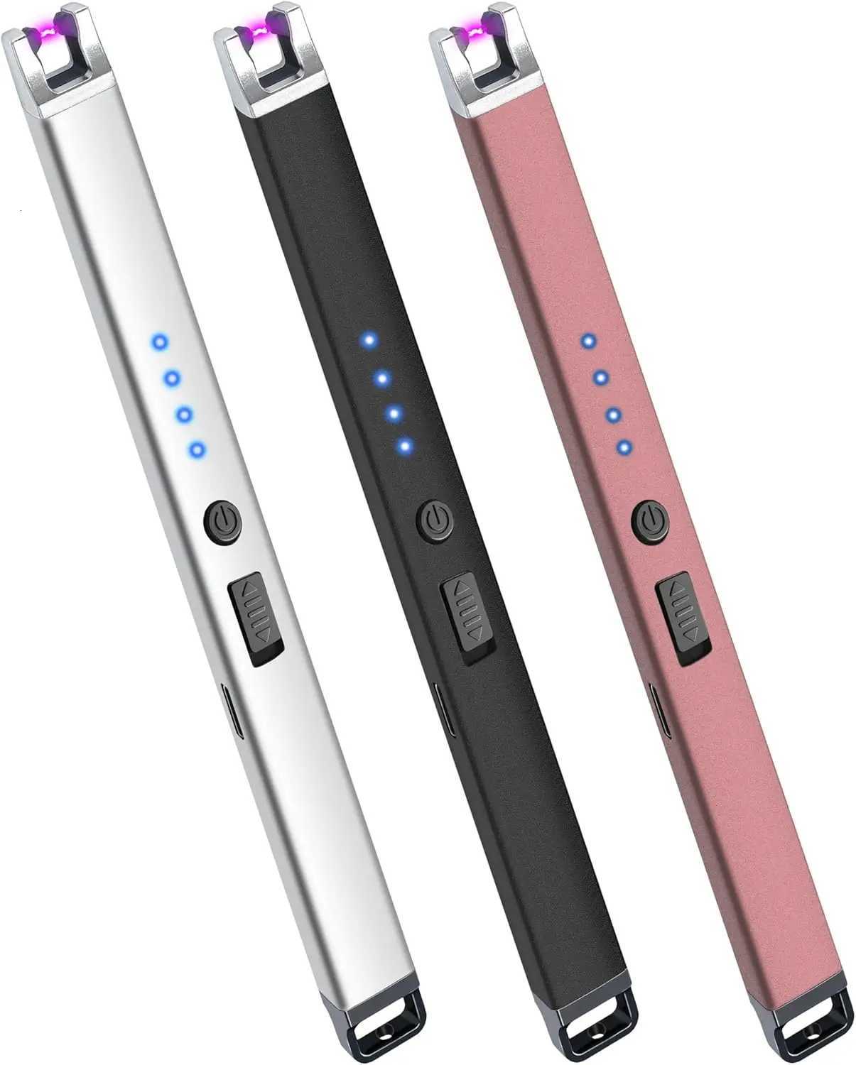 3 Pack USB Rechargeable Plasma Arc Lighters Windproof Flameless Type C Long Lighter for Candles BBQ Camping C260318-image-1098072203