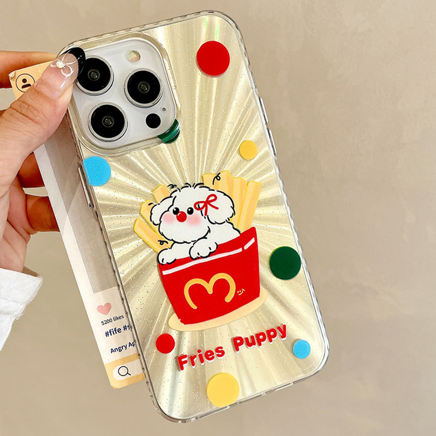 Cartoon Puppy Phone Case For Iphone 16 15 14 13 Pro 12 11 Max Plus 16Pro Dazzle Color 16Promax Phone Case 15Promax Creative 15Pro Cover 14Promax