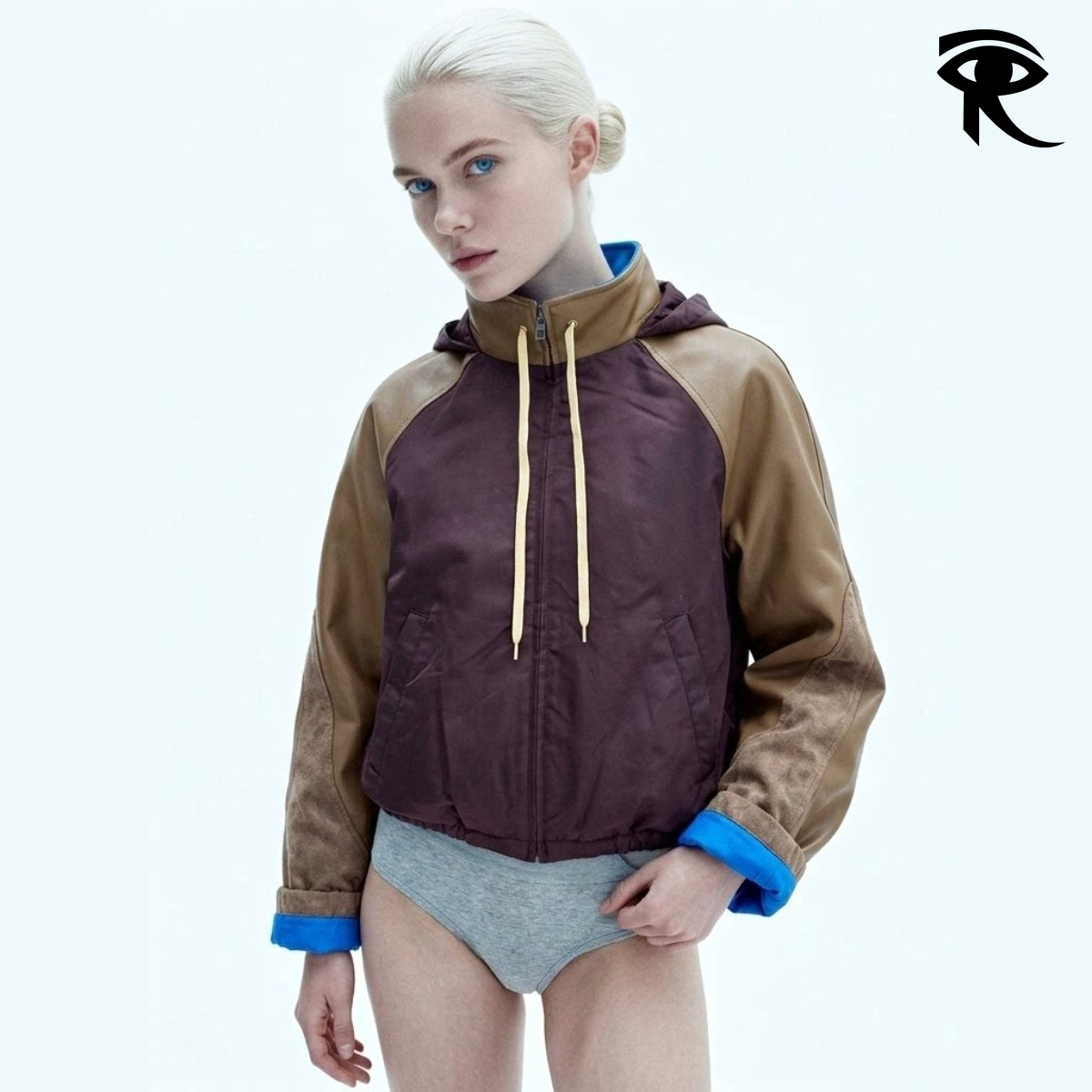 2026 Printemps Européen En Cuir Véritable Daim Épissé À Capuche Veste Zippée Unisexe Casual Manteau Polyvalent Original Vêtements Designer Vêteme