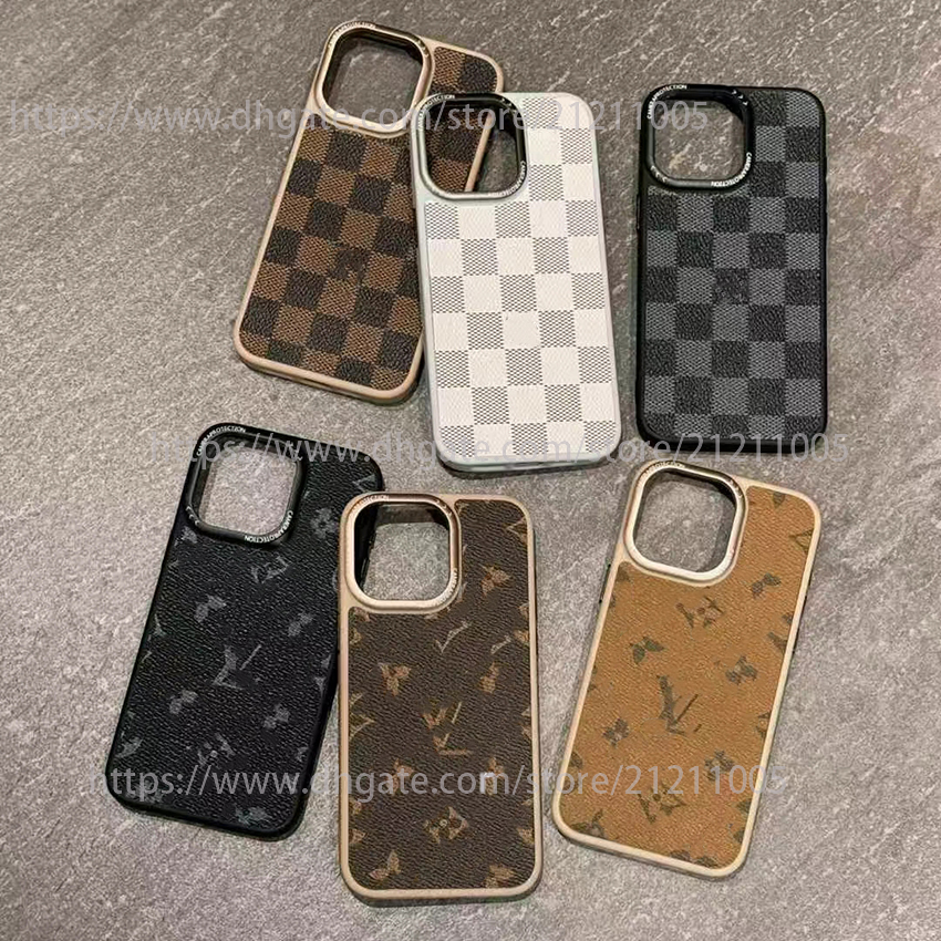 1V Phone Case For Iphone 17 16 15 14 13 Pro 12 11 Max Plus 16Pro Classic Pattern Logo Case Luxury Leather 17Pro Cover For Apple 15Promax 14Promax