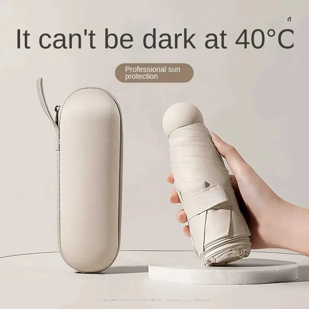 Capsule Umbrella Portable Mini Sunshade Sunscreen Rain Umbrella Black Rubber Alloy Handle Foldable Sun Rain Dual Use H260318-image-1098060662