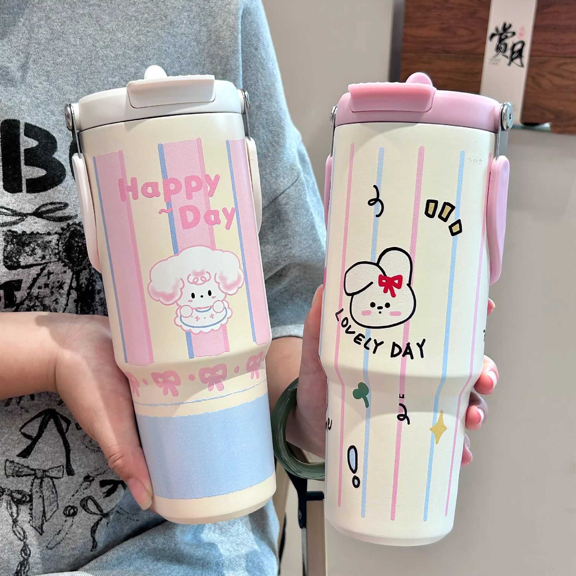 New Cartoon Animal Coffee Ice Cup Large Capacity High Appearance Portable Straw Cup Outdoor Womens Insulated Cup L251212OVHE-image-1098050921