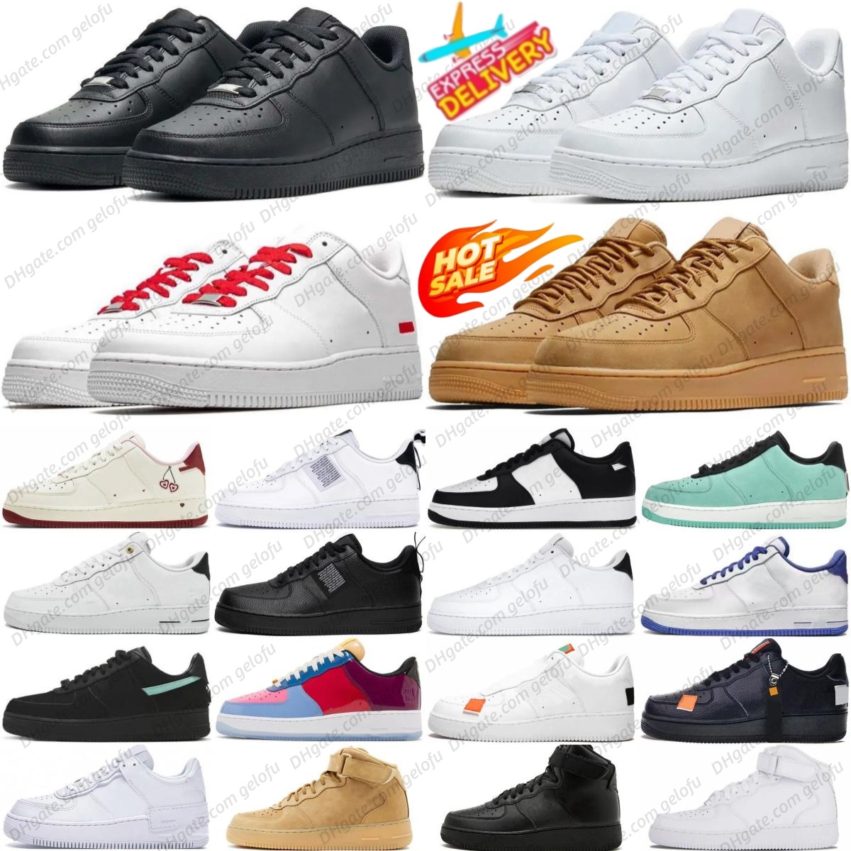 Designer Running Low Chaussures Classique Blanc Noir Blé Femmes Hommes Cuir Gris Shadow Triple 07 Rouge Vert Université Bleu Baskets Plates Panda