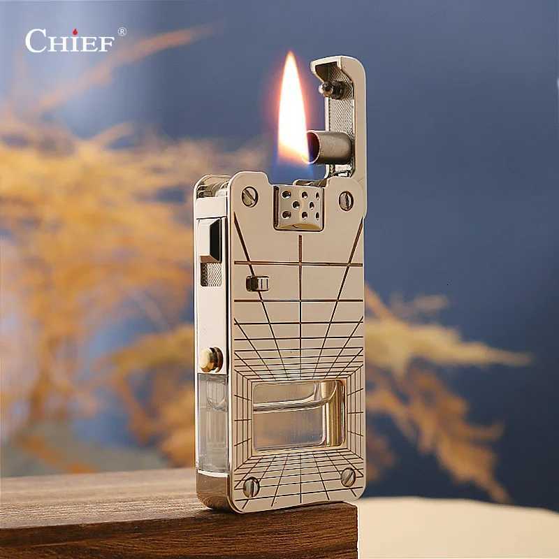 2025 Chief Kerosen e Lighter Creative Transparent Oil Compartment Can Be Automatic Ignition Mens Gift Lighters Wholesale C260318-image-1098071655