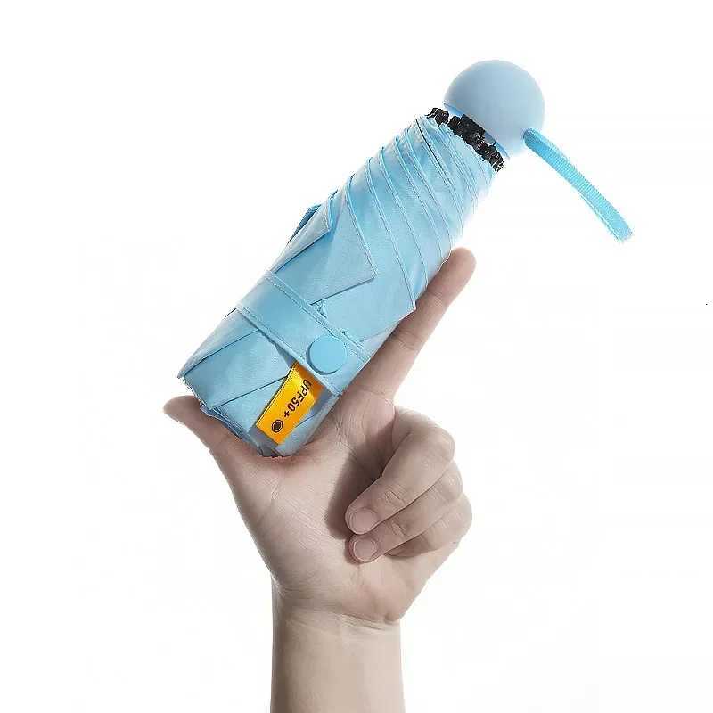 1Pc Mini Sun Umbrella Small Pocket Rain Umbrella Vinyl Folding UV Ultraviolet Protection Sun Shade Pocket Parasol Capsule H260318-image-1098060565