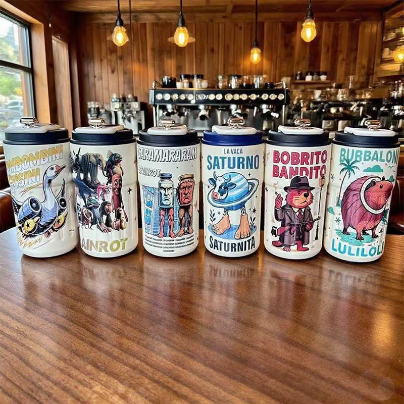 Shanhaijing 316 Stainless Steel Insulated Cup Cartoon High-Value Straw Cup Portable Large Capacity Iced Americano Coffee Cup L2512123KUY-image-1098028314