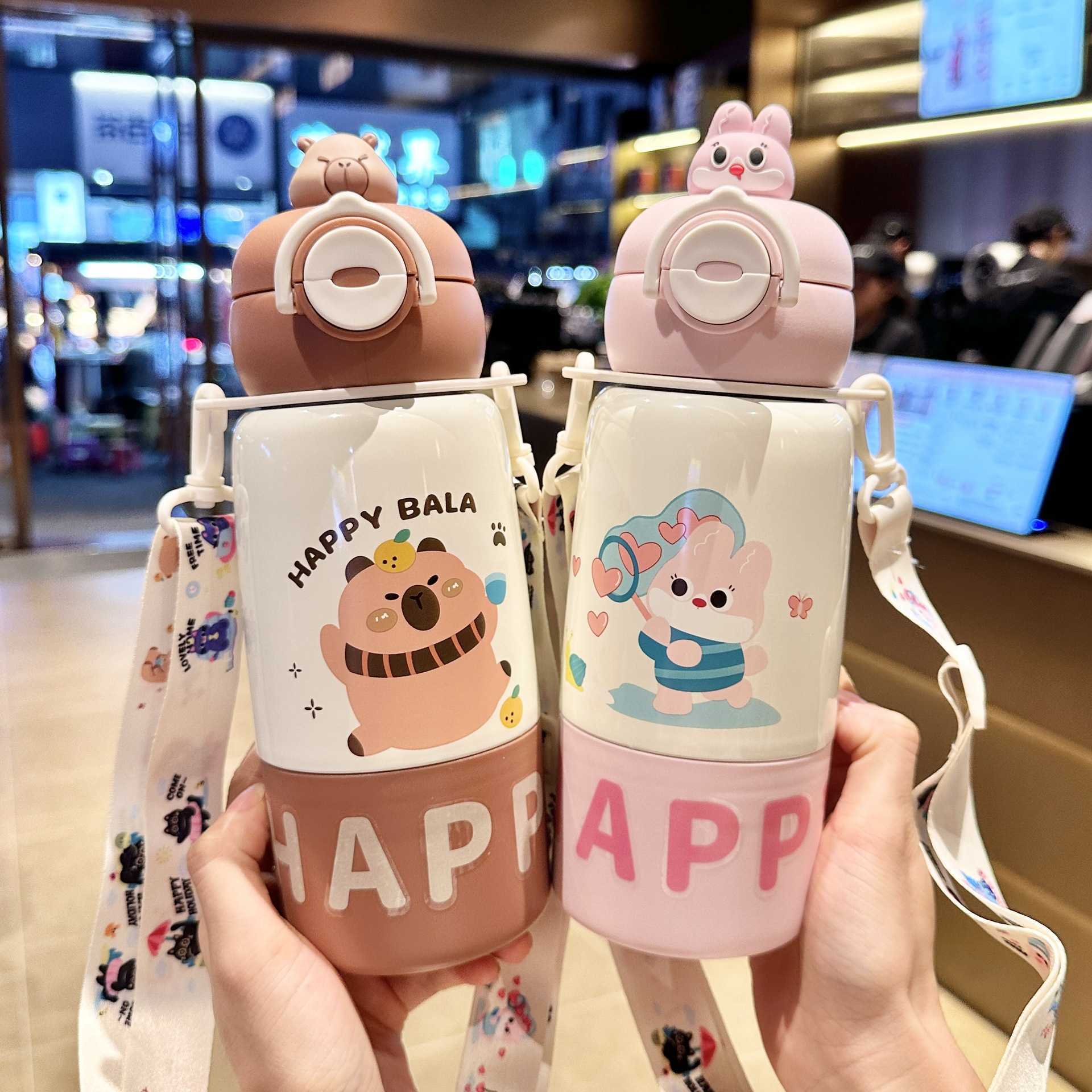 Childrens New Double Drinking Insulated Cup 316 Stainless Steel Cute Doll Straw Cup Student Portable Large Capacity Water Cup L251212GRES-image-1098050803