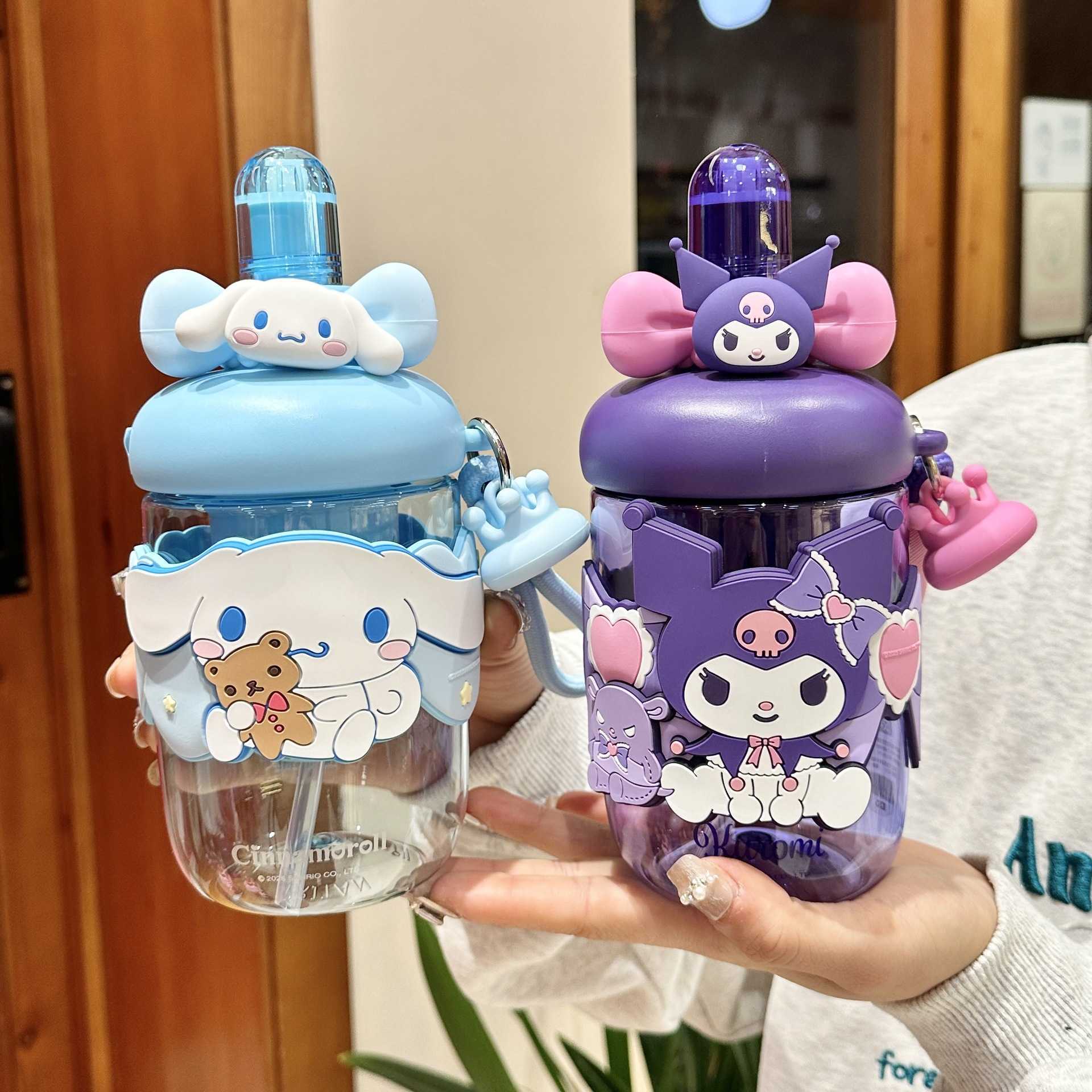 Kuromi Childrens Plastic Cup for Girls School-Specific 2024 New Double Drinking Cup Cute Straw Cup for Female Students L251212K8HJ-image-1098051387