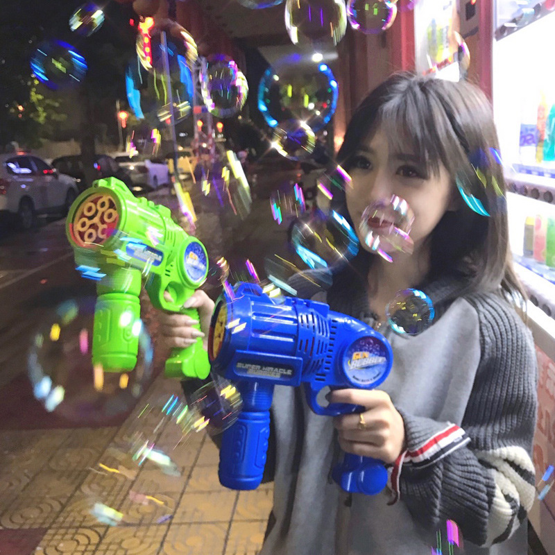 Automatic Bubble Gun Toy 10 Hole Bubble Blaster with Light for Kids Party-image-1098018212