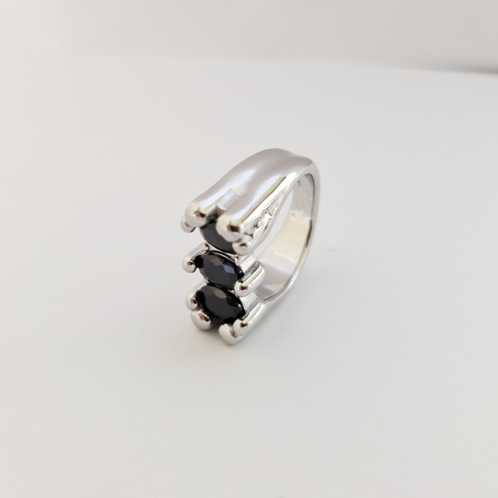 Fashion Women Men Silver Stainless Steel Span Bear Cartoon Animal Round Circle White Black Pink Glass Rings Jewelry A Gift-image-1098048585