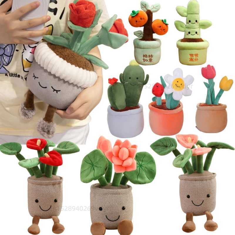 Funny Strawberry Rose Lotus Potted Plant Plush Toys Soft Pretty Cartoon Fruit Toys Lovely Desktop Decor Christmas Halloween Gift L251212N0EB-image-1098016814