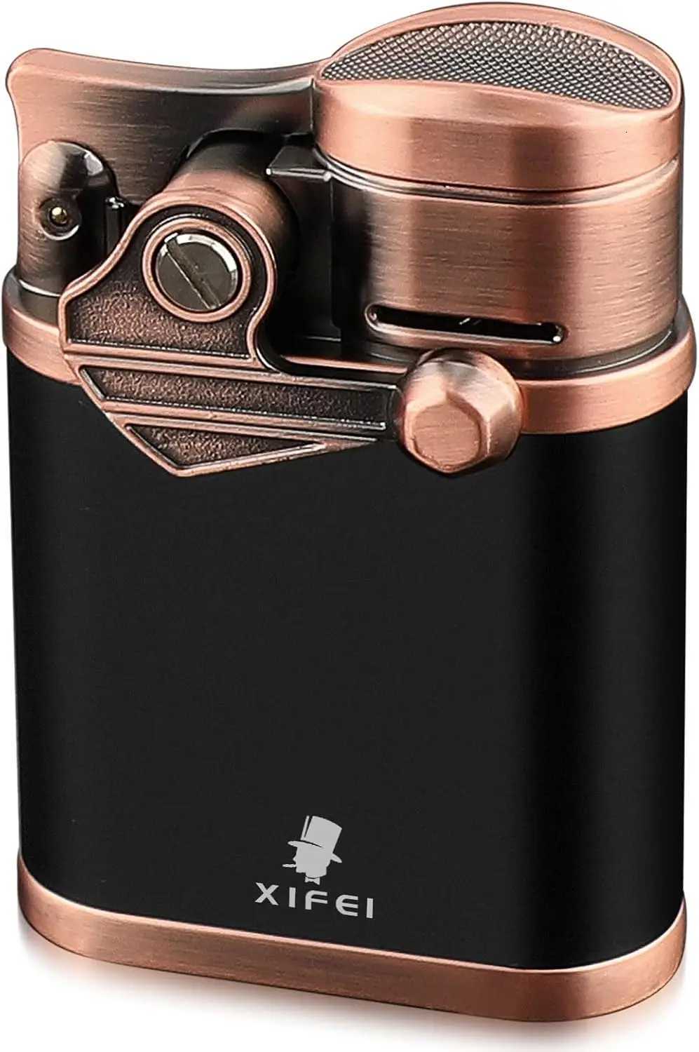 Windproof 4-Jet Torch Lighter with Cigar Holder Adjustable Flame Refillable Butane Lighter for Men Bronze C260318-image-1098071826
