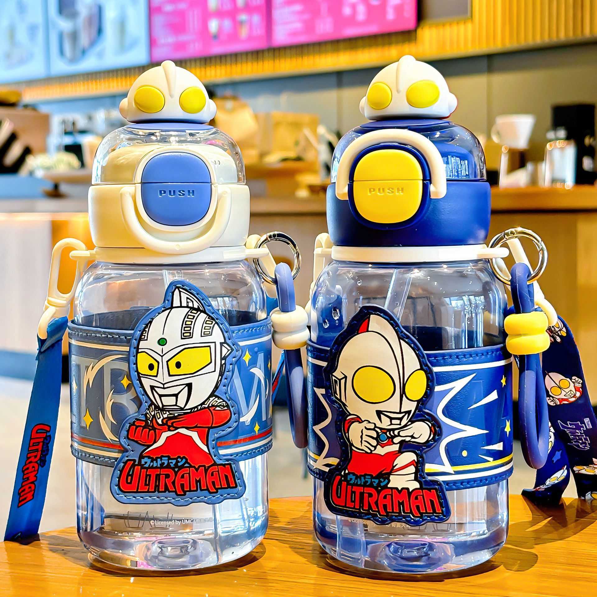 Ultraman Official Childrens Water Cup Boys Large Capacity Straw Cup Convenient Handle Cartoon Dual Drinking Plastic Cup L251212QB61-image-1098051319