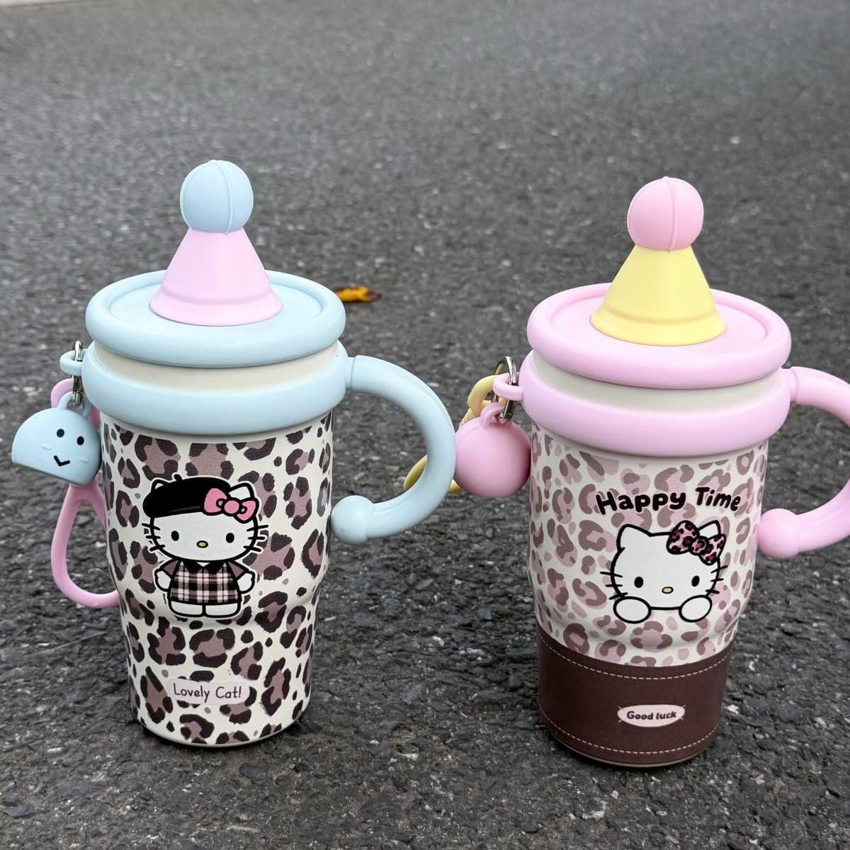 2025 New Leopard Print KT Cat Water Cup 316 Stainless Steel High Appearance Straw Large Capacity Handle Insulated Cup for Girls L251212BN85-image-1098027970