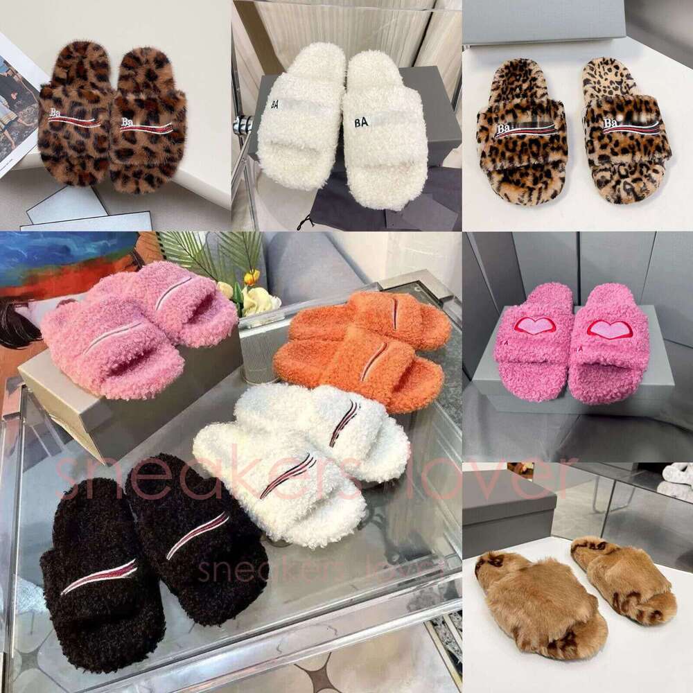 Designer Luxury Fur Slides Furry Slippers Mules Fall Winter Homewear Slide Men Women Footwear Paris Comfortable Fuzzy Flip Flop Fluffy Cotton Womens