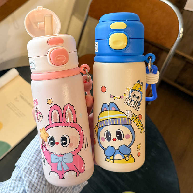 New Childrens Insulated Cup for Girls with Straw High-Value Dual-Drink Cup for Boys Specially Designed for School Use L251212VSEN-image-1098050184