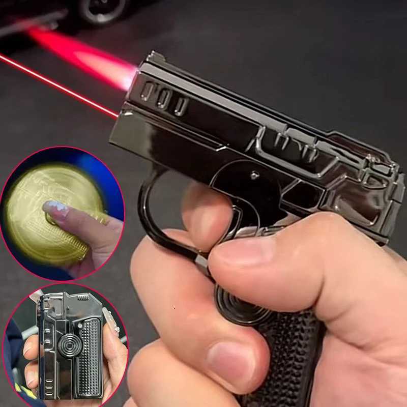 Multi Functional Folding Dual Form Decompression Gyro Gun Shaped Lighter with Creative Deformation and Windproof Red Flame C260318-image-1098070666