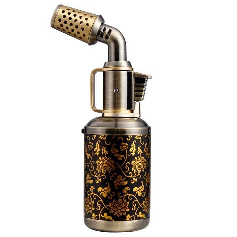 JOBON Creative Design Windproof Cigar Lighter Blue Flame Lock Flame Pattern Craft Gift Outdoor Camping BBQ Spray Gun C260318-image-1098070897