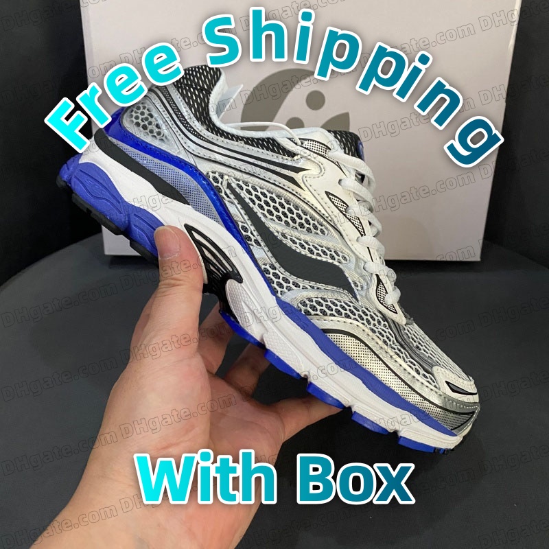 Free Shipping With Box Progrid Omni 9 Designer Outdoor Running Shoes Shock Absorption Wear Resistant Thick Sole Grey White Navy Blue Sneakers size 3