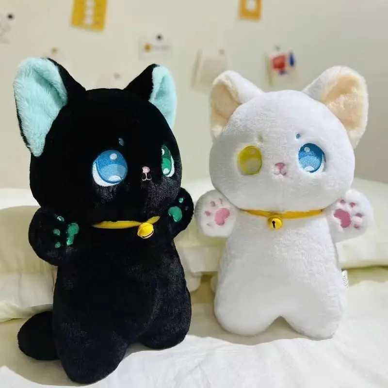 25cm Black and White Cat Plush Toy Grab Stuffed Animal Patung Dolls Childrens Toys L251212Y90Q-image-1098018946