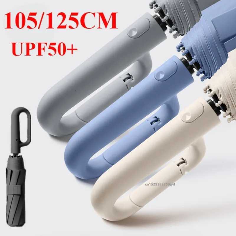 105/125CM Windproof Strong Reinforced Automatic Folding Umbrella for Men Buckle Handle UV Blocking Sun Large Parasol H260318-image-1098060523