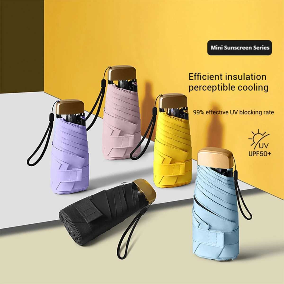 1Pc 55 Off Mini Sun Umbrella Pocket Rain Umbrella Vinyl Folding UV Ultraviolet Protection Sun Shade Pocket Parasol Capsule H260318-image-1098060533