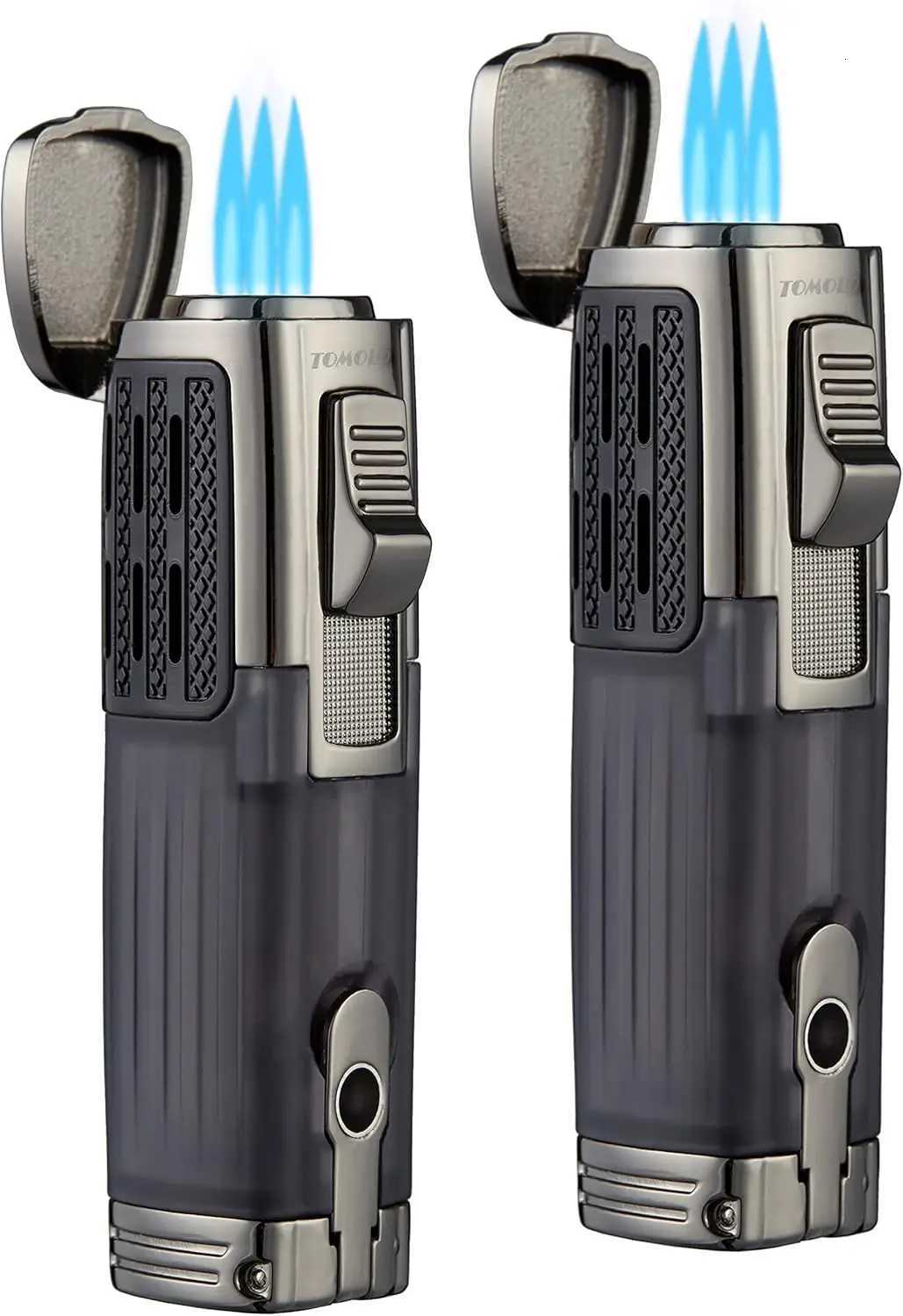 Triple Jet Flame Torch Lighter Refillable Butane with Cigar Punch 2 Pack C260318-image-1098072006