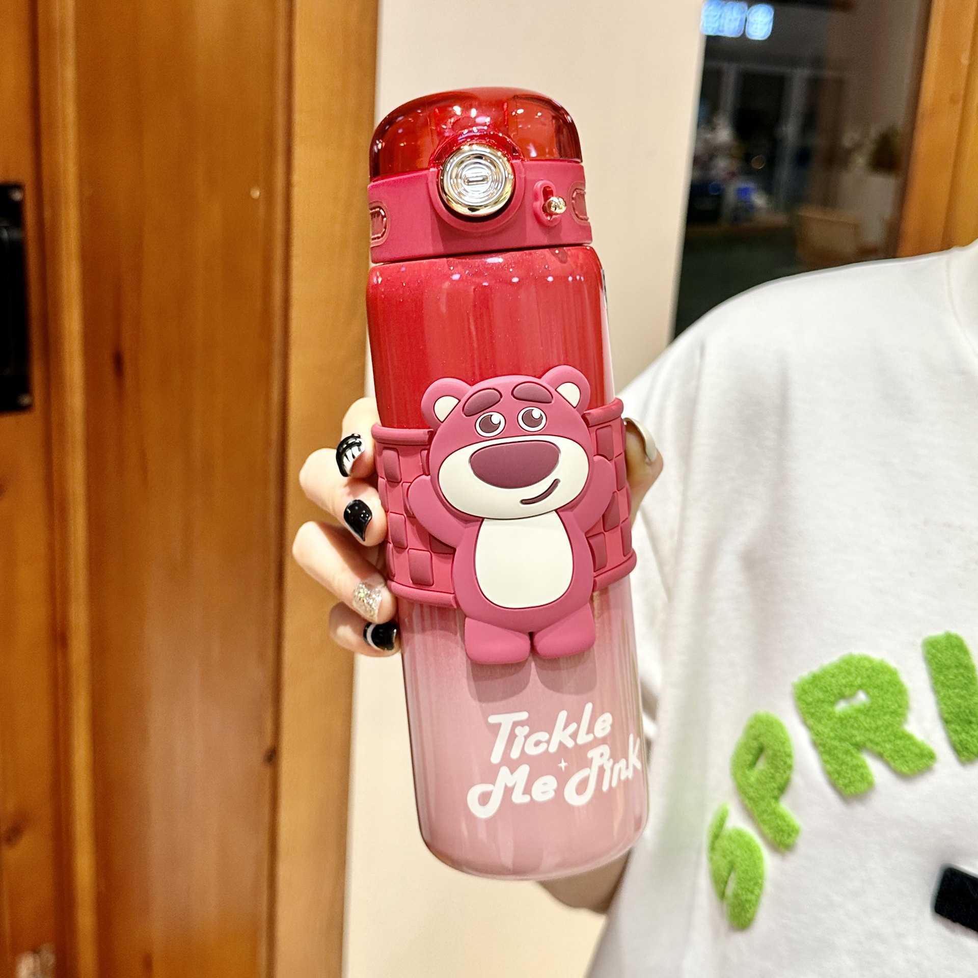 Cute High-Value Strawberry Bear 316 Stainless Steel Insulated Cup Portable Childrens Gift Student School Straw Water Cup L251212JRJI-image-1098050541